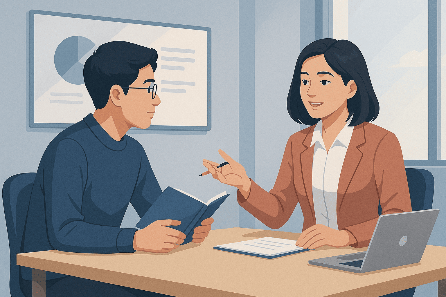 Ilustrasi bimbingan mahasiswa dengan dosen