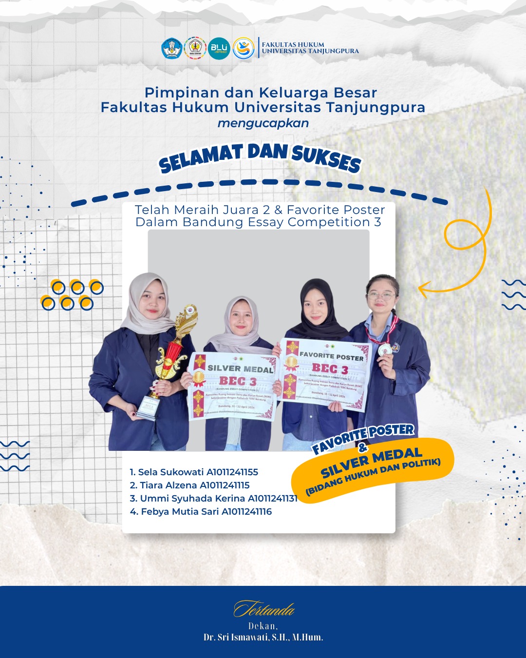 Juara 2 & Favorite Poster dalam Bandung Essay Competition 3 (Bidang Hukum dan Politik)