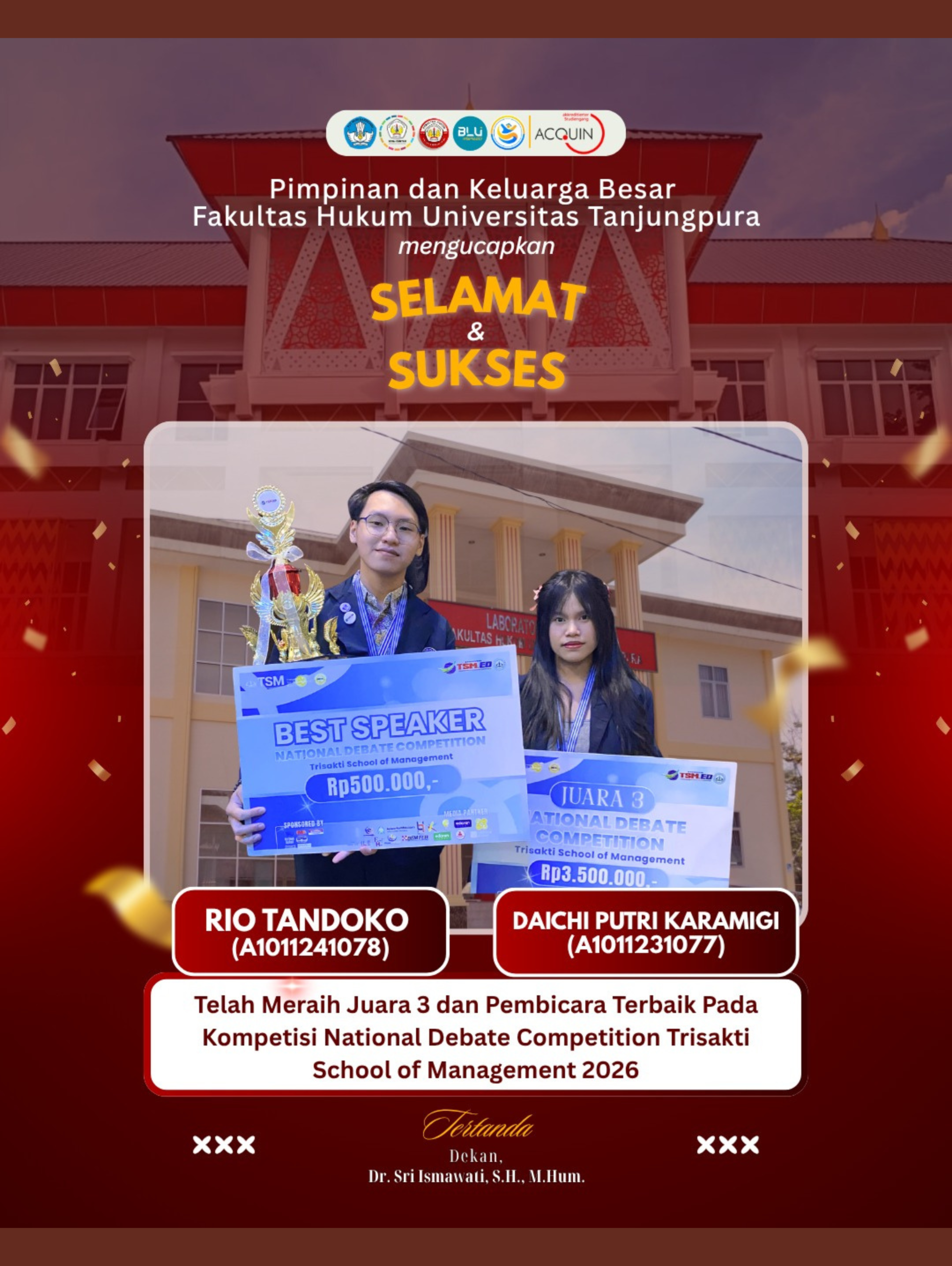 Juara III kompetisi debat trisakti.