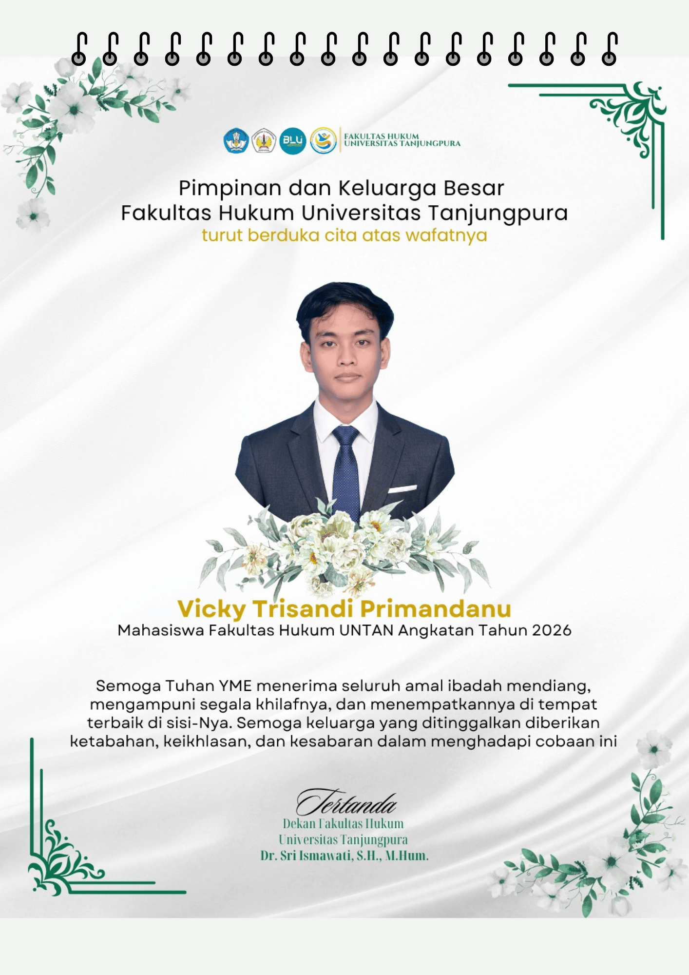 Berita Duka Mahasiswa FH Untan